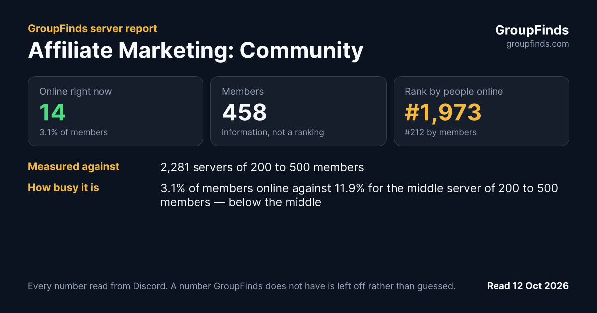 Affiliate Marketing: Community's GroupFinds server report
