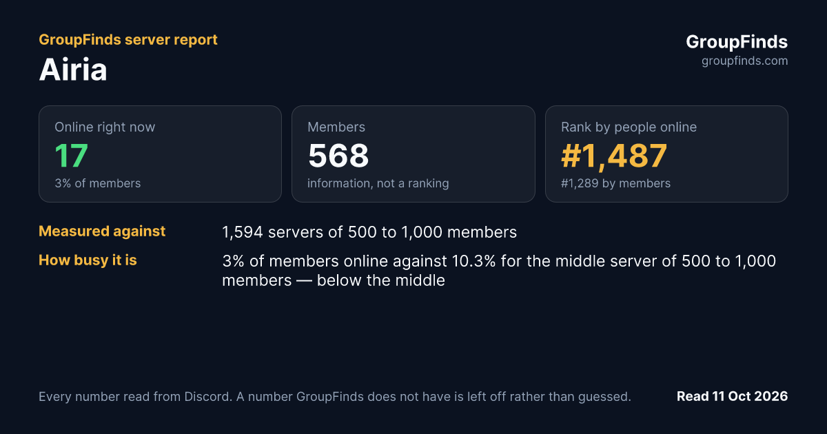 Airia's GroupFinds server report