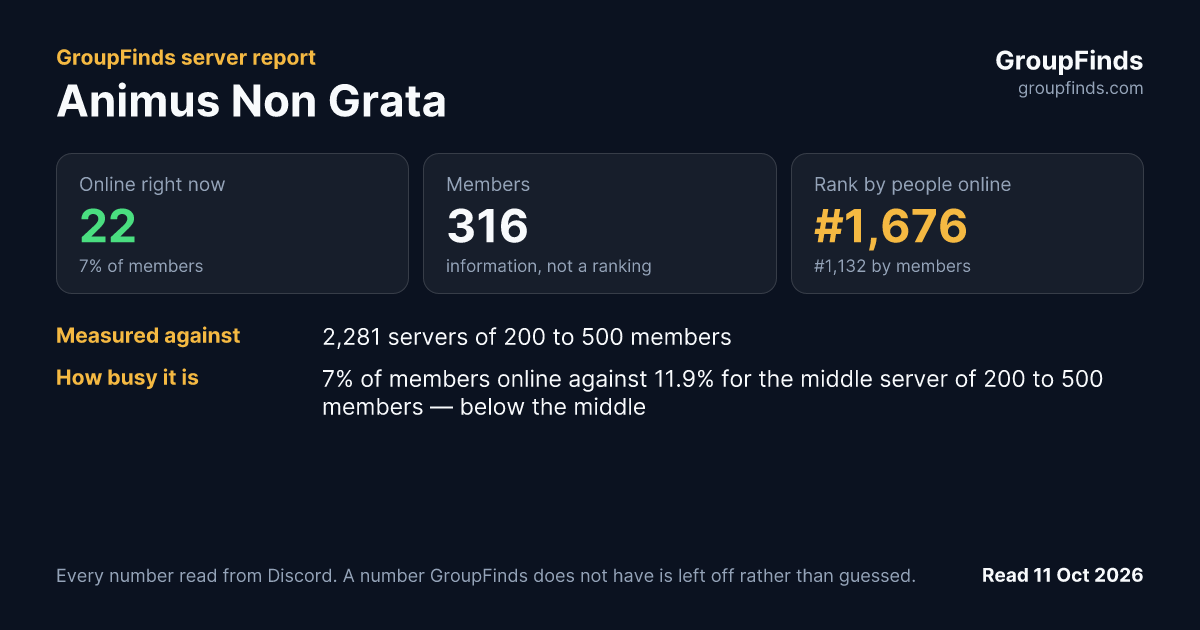 Animus Non Grata's GroupFinds server report