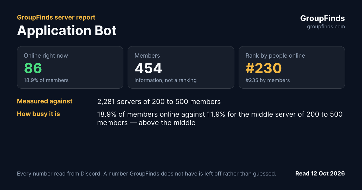 Application Bot's GroupFinds server report