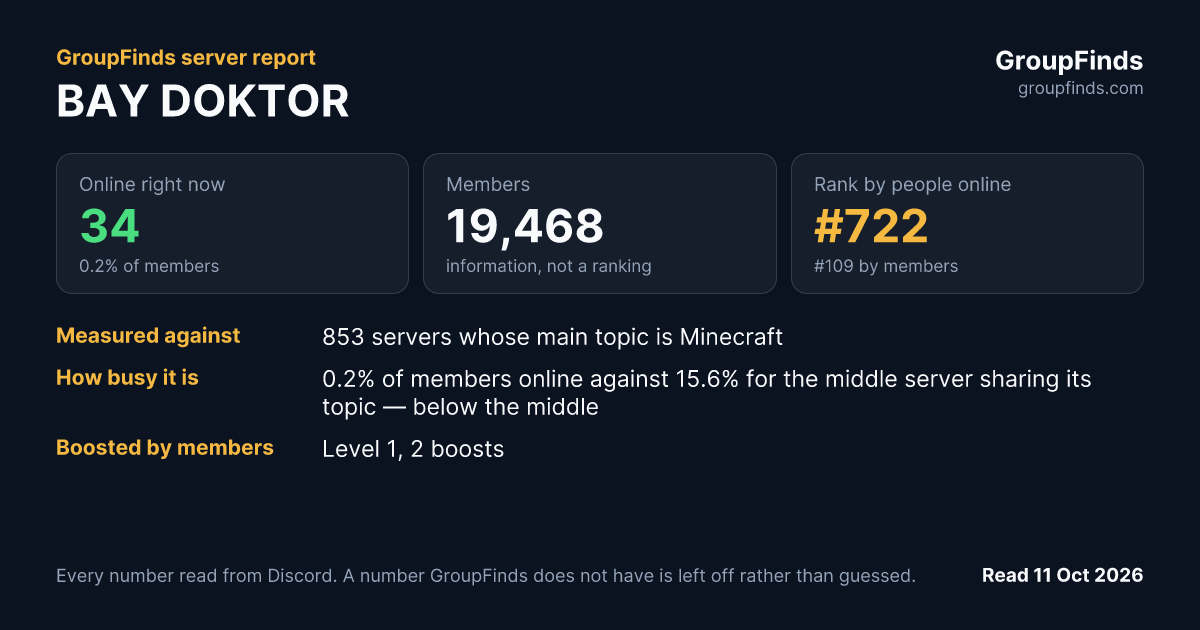 BAY DOKTOR's GroupFinds server report
