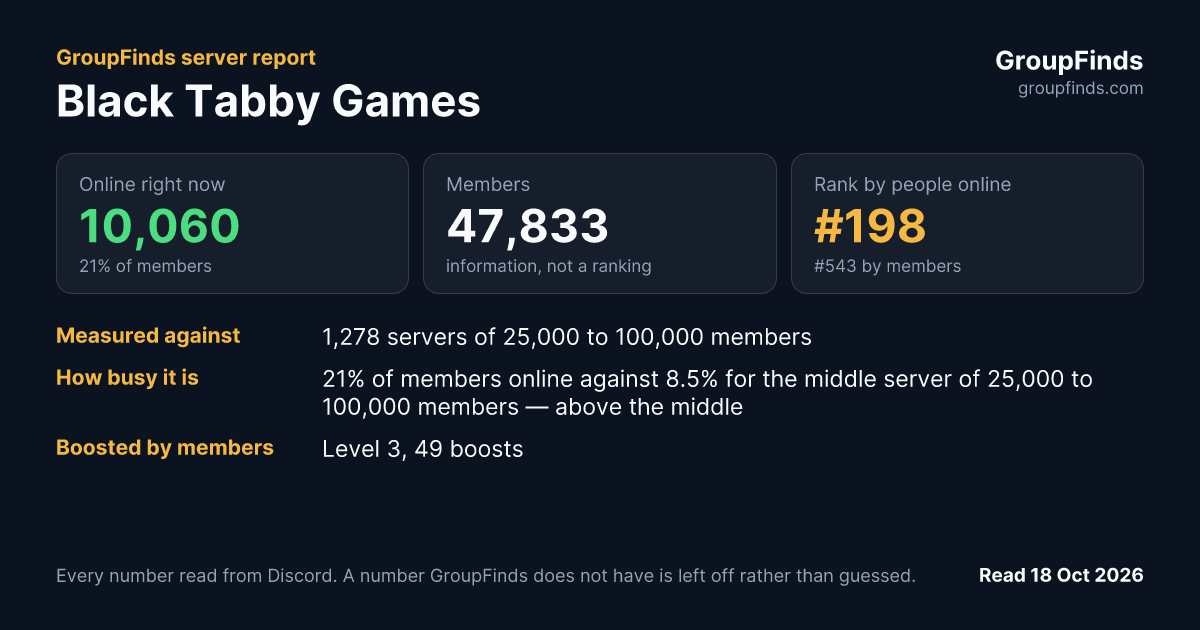 Black Tabby Games's GroupFinds server report