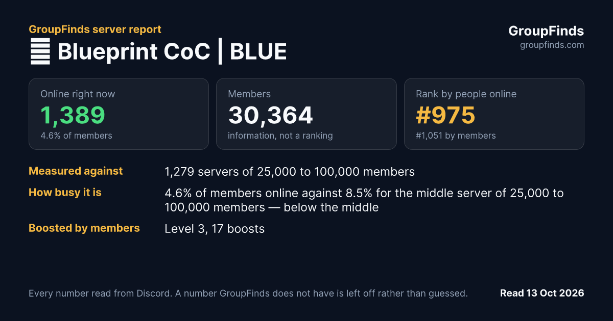 🔹 Blueprint CoC | BLUE's GroupFinds server report