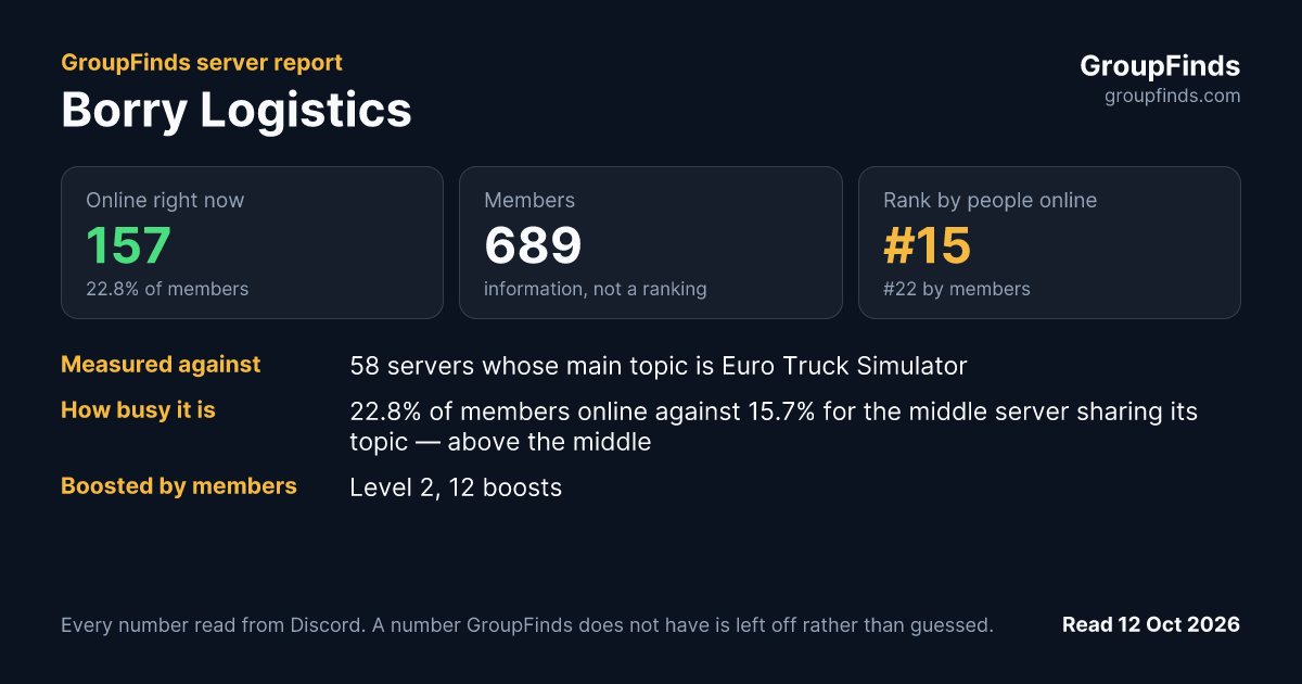 Borry Logistics's GroupFinds server report