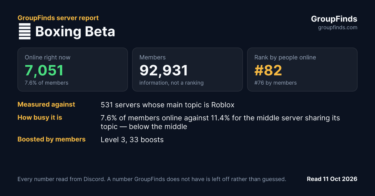 🥊 Boxing Beta's GroupFinds server report