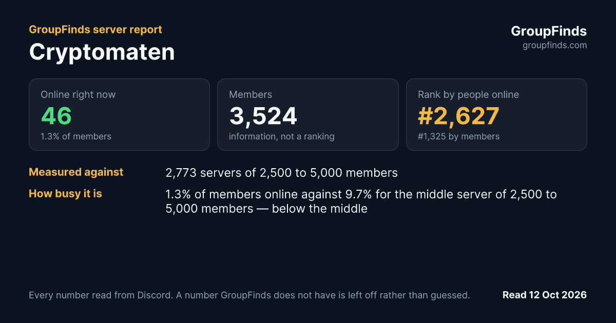 Cryptomaten's GroupFinds server report