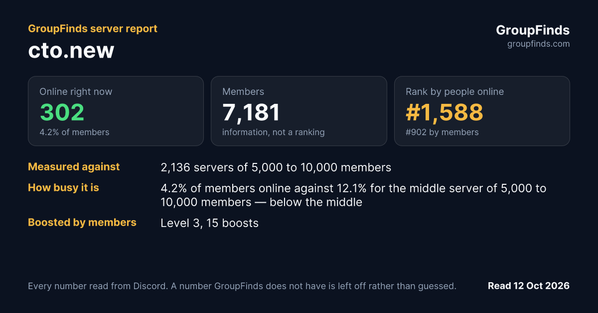 cto.new's GroupFinds server report