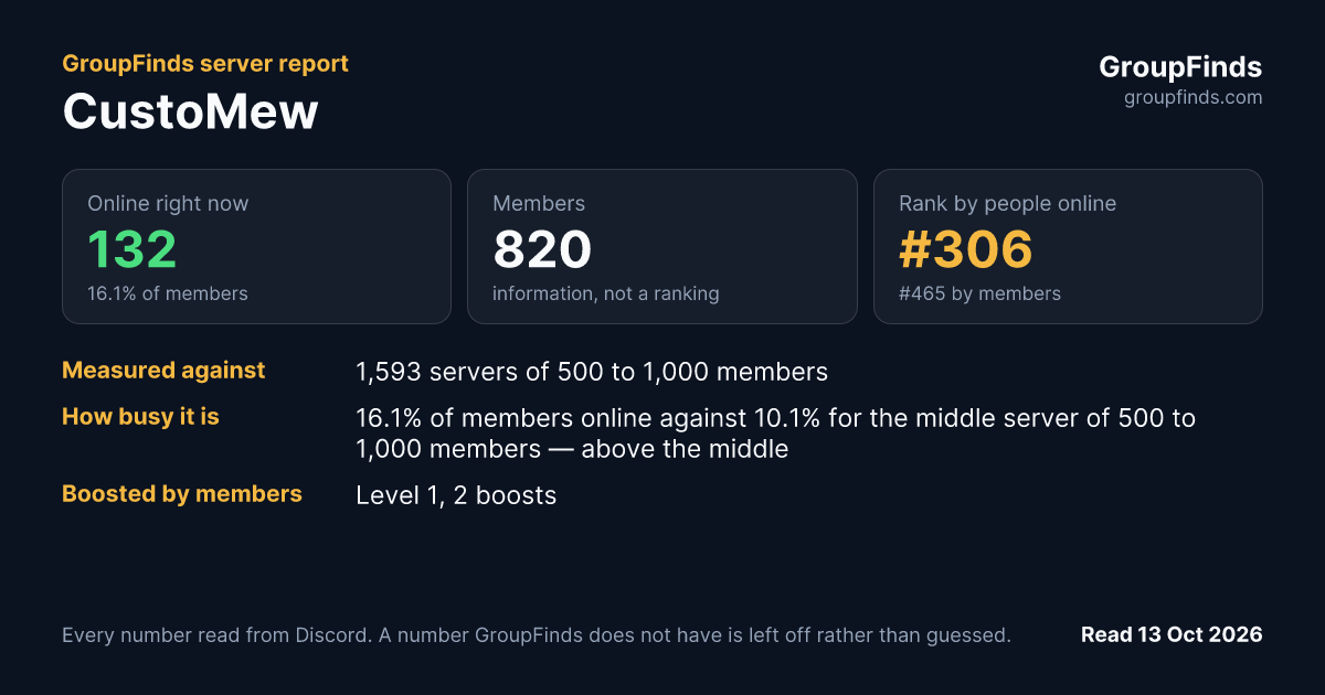 CustoMew's GroupFinds server report