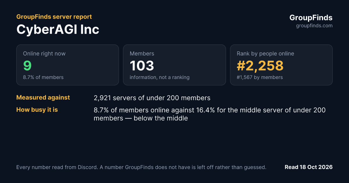 CyberAGI Inc's GroupFinds server report