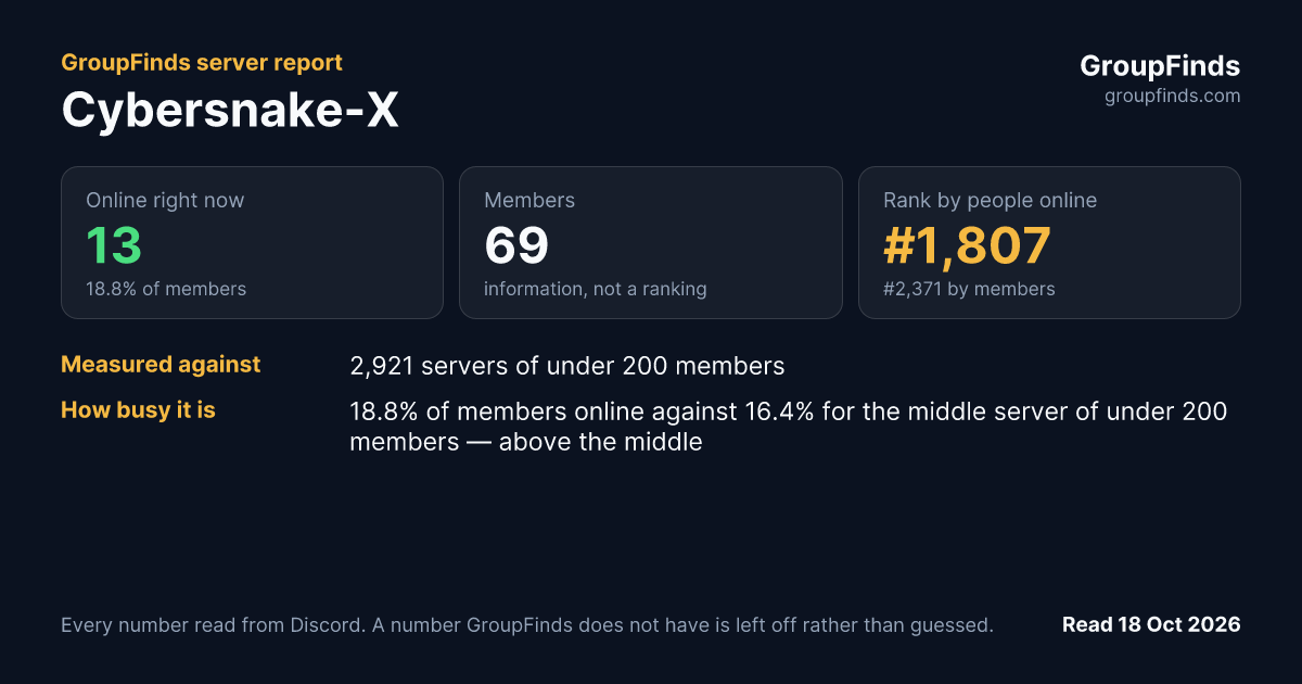 Cybersnake-X's GroupFinds server report