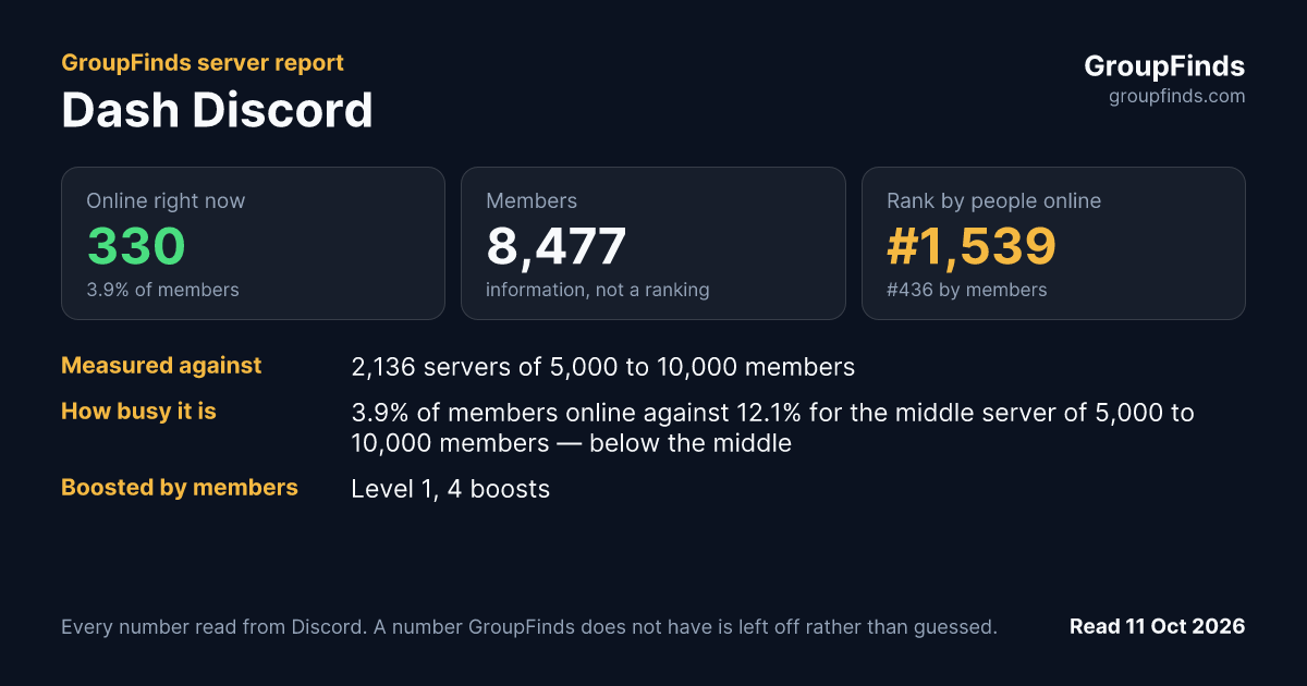 Dash Discord's GroupFinds server report