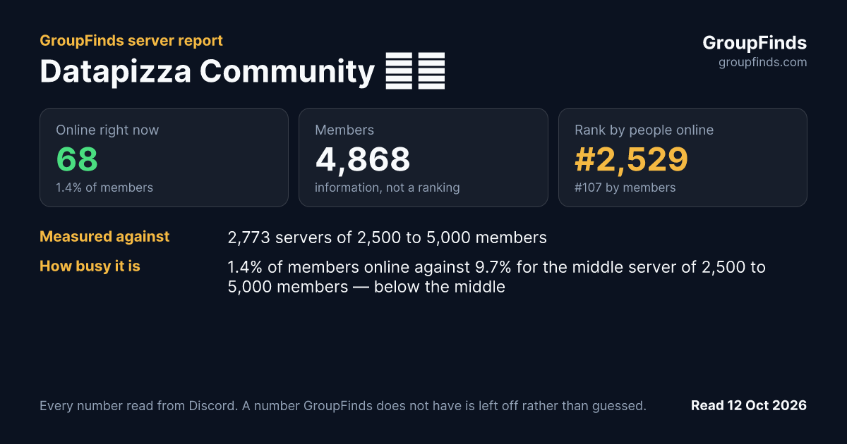 Datapizza Community 🍕📈's GroupFinds server report