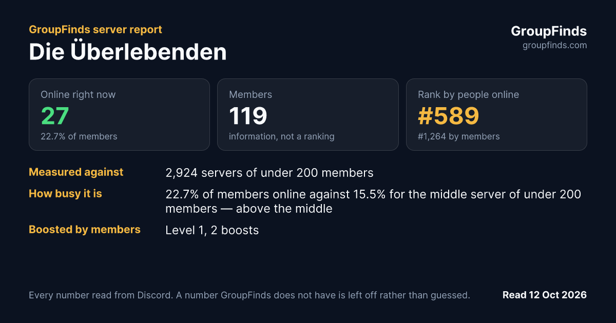 Die Überlebenden's GroupFinds server report