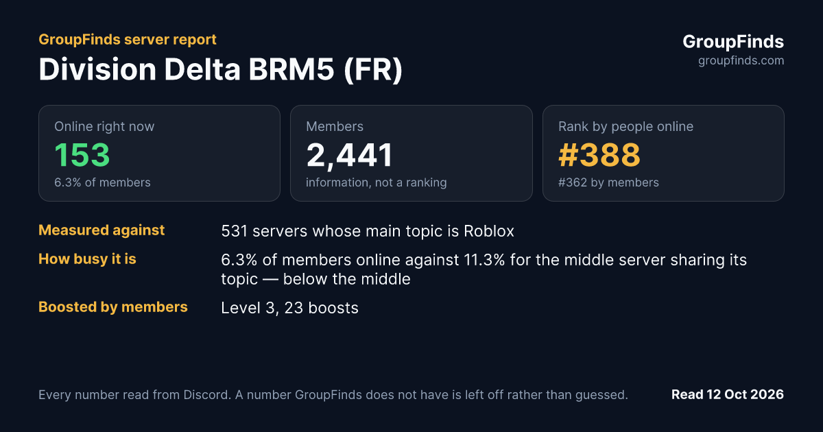 Division Delta BRM5 (FR)'s GroupFinds server report
