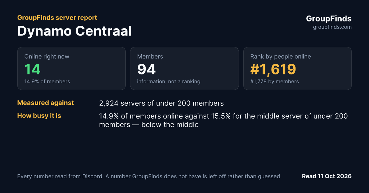 Dynamo Centraal's GroupFinds server report