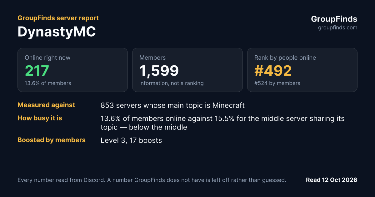 DynastyMC's GroupFinds server report