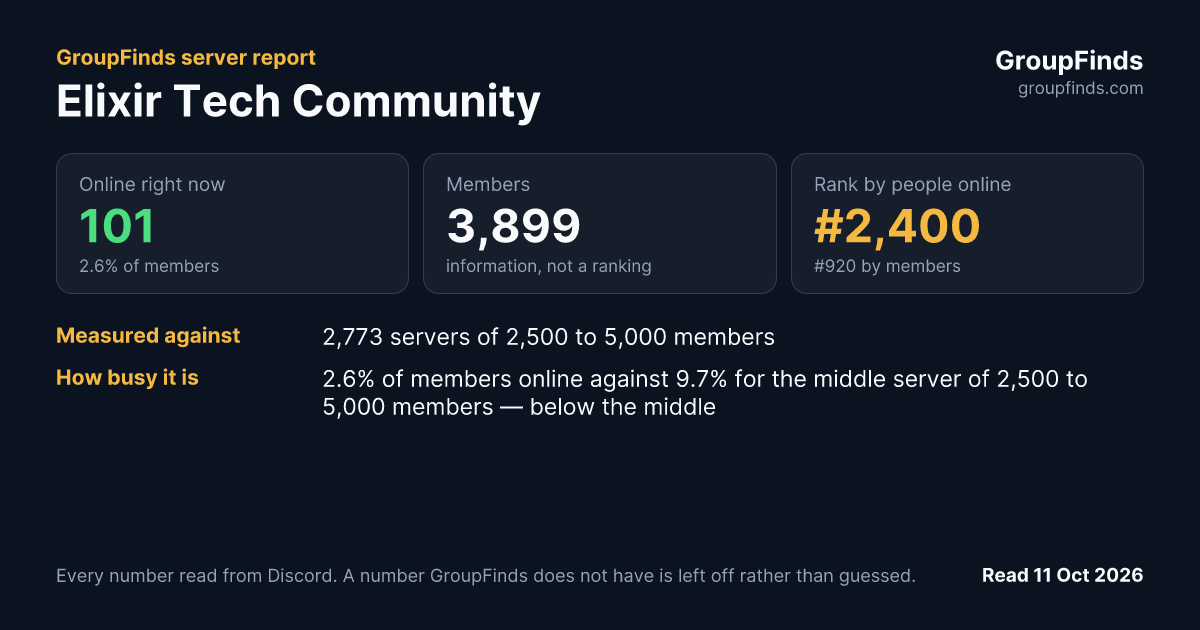 Elixir Tech Community's GroupFinds server report