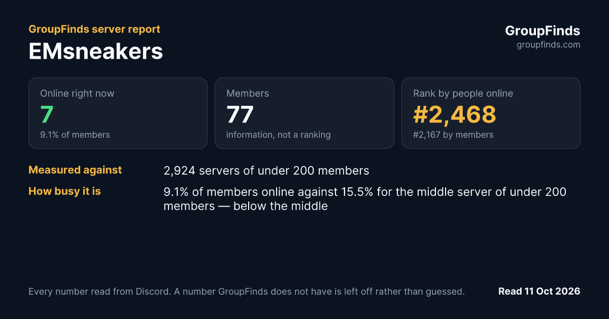 EMsneakers's GroupFinds server report