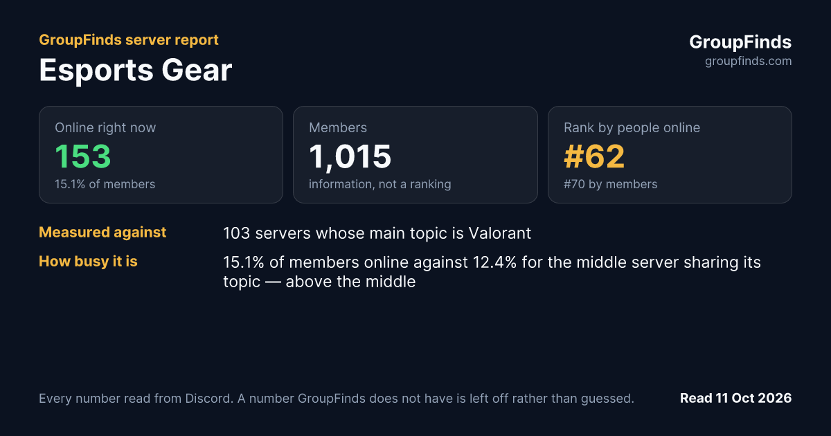 Esports Gear's GroupFinds server report