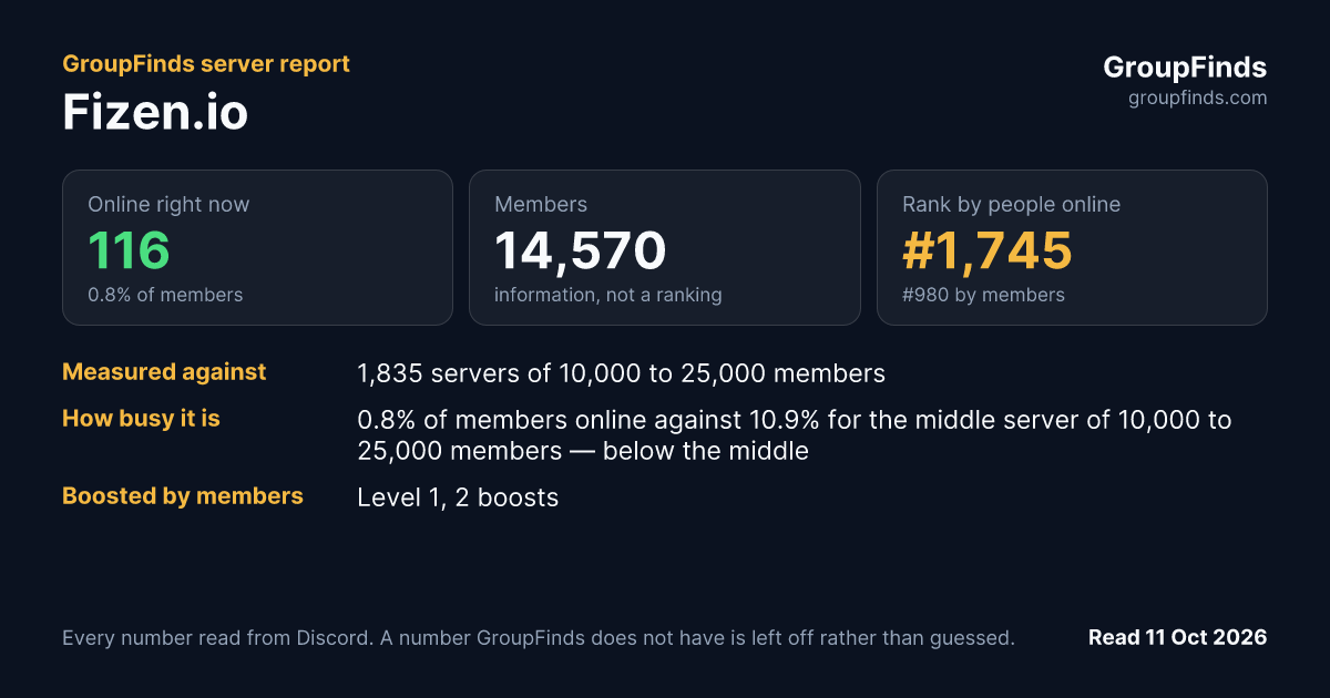Fizen.io's GroupFinds server report