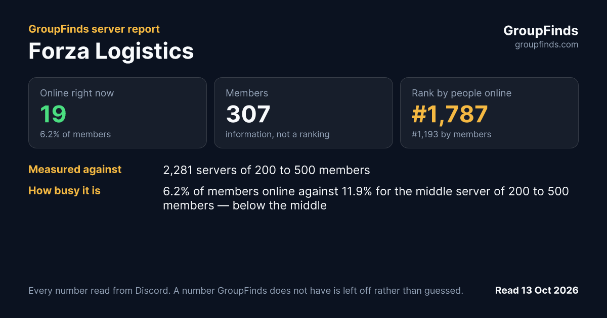 Forza Logistics's GroupFinds server report