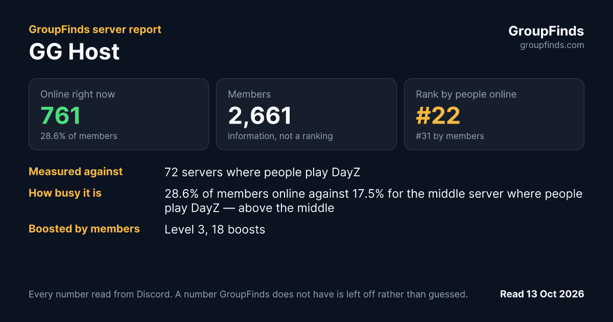 GG Host's GroupFinds server report