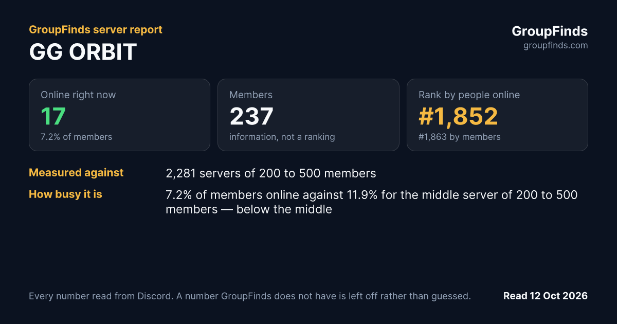 GG ORBIT's GroupFinds server report