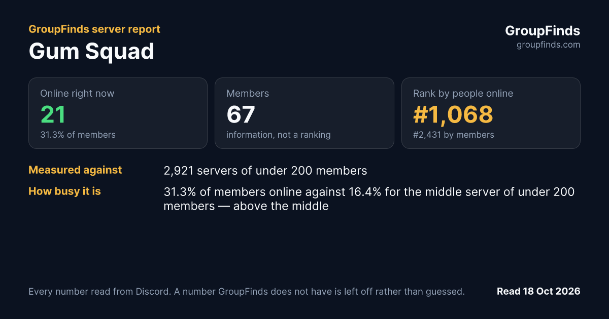 Gum Squad's GroupFinds server report