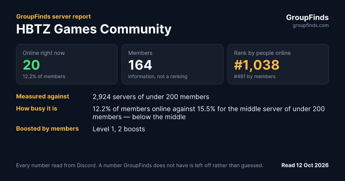 HBTZ Games Community's GroupFinds server report