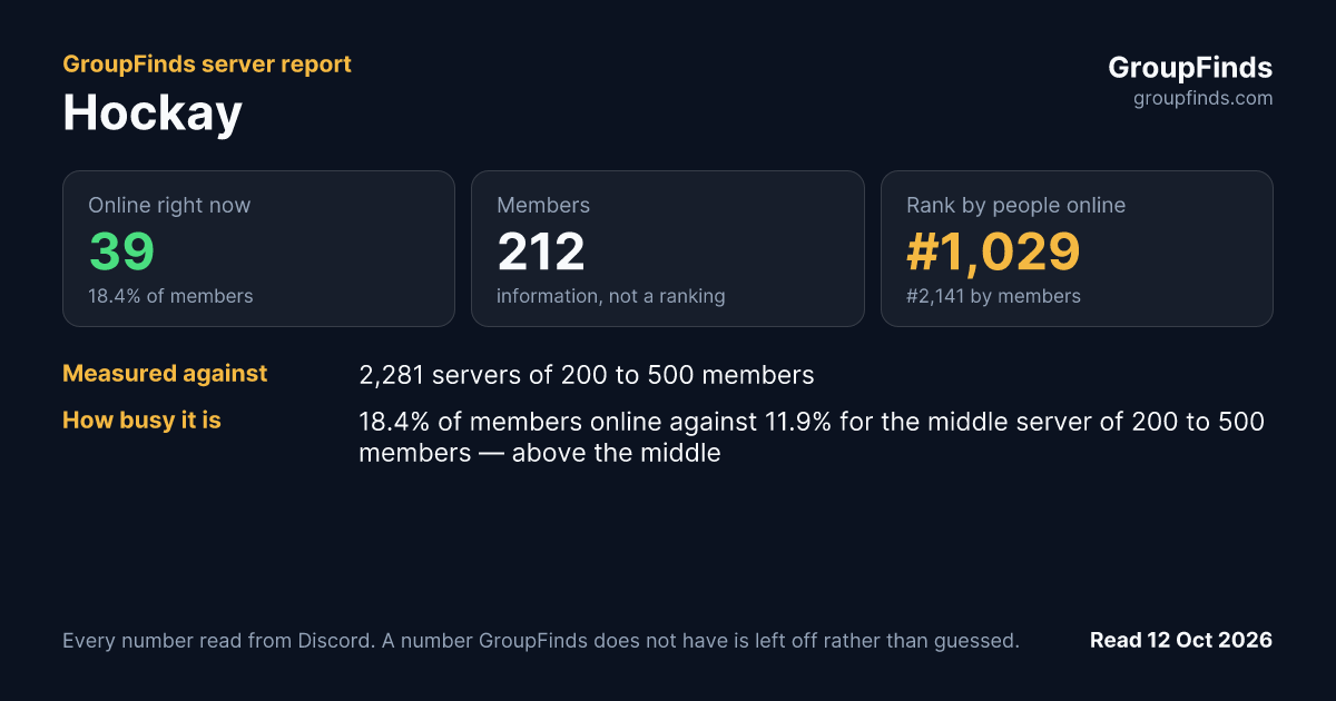 Hockay's GroupFinds server report