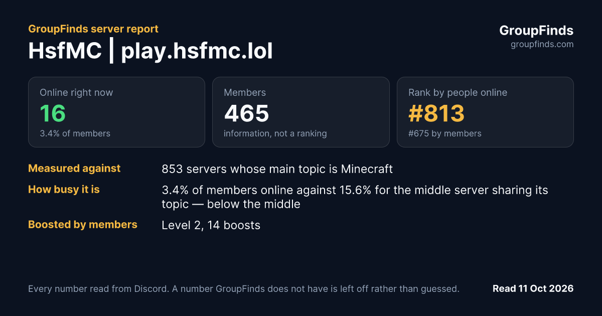 HsfMC | play.hsfmc.lol's GroupFinds server report