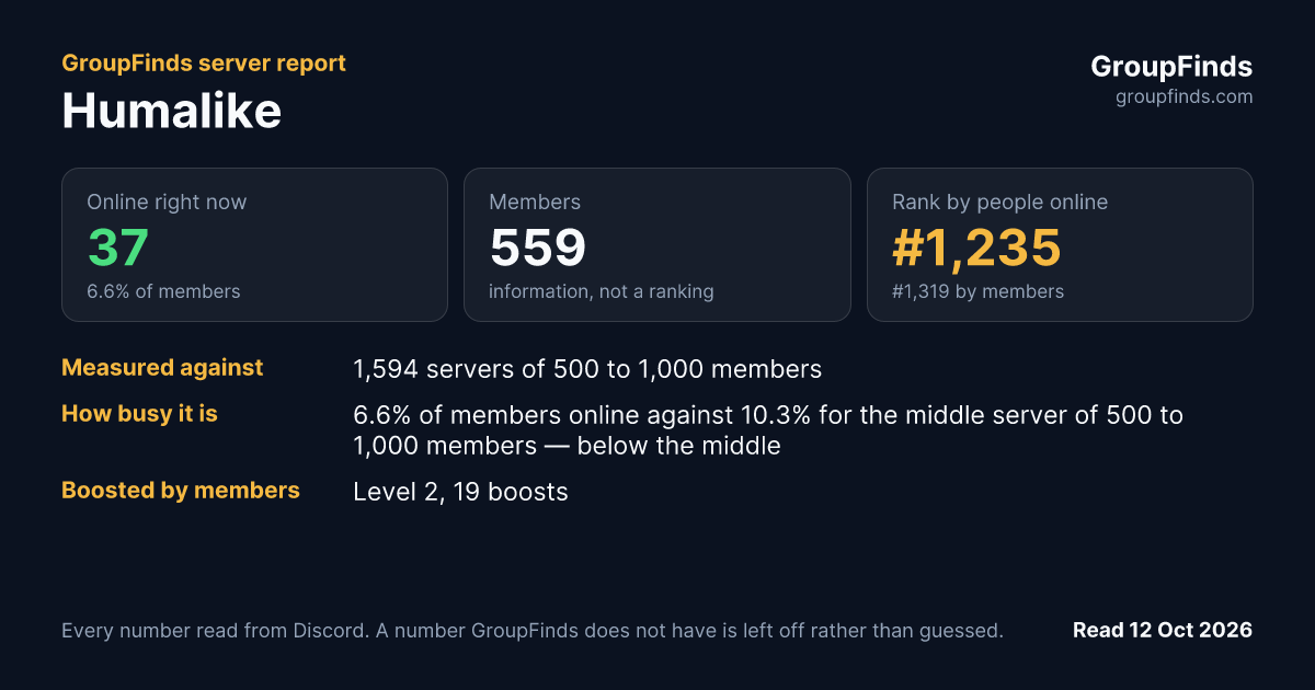 Humalike's GroupFinds server report