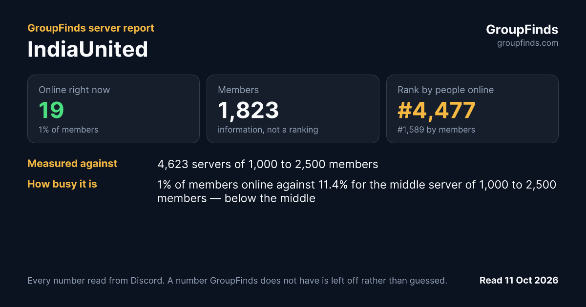 IndiaUnited's GroupFinds server report