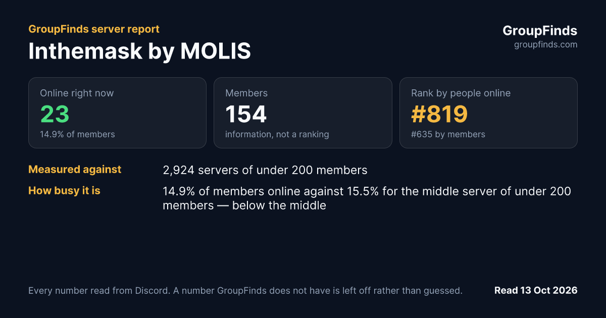 Inthemask by MOLIS's GroupFinds server report