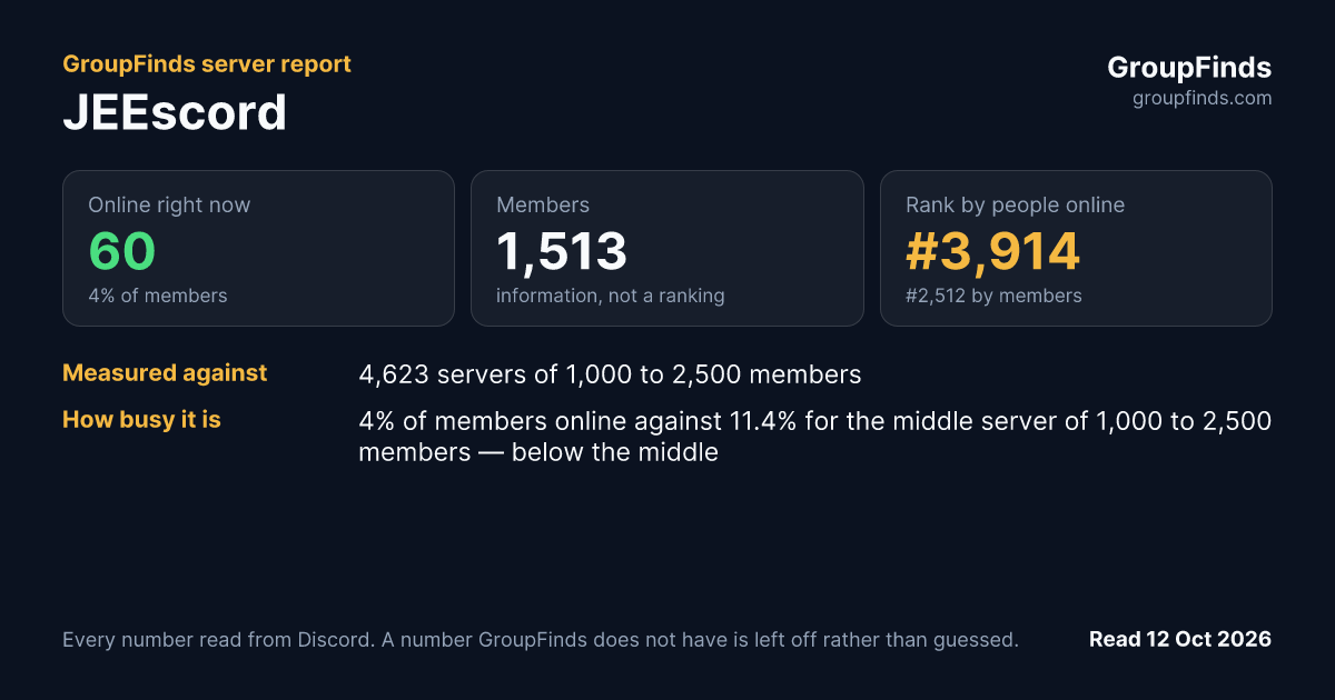 JEEscord's GroupFinds server report