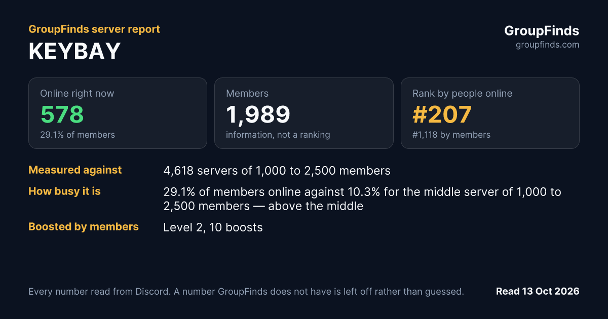 KEYBAY's GroupFinds server report