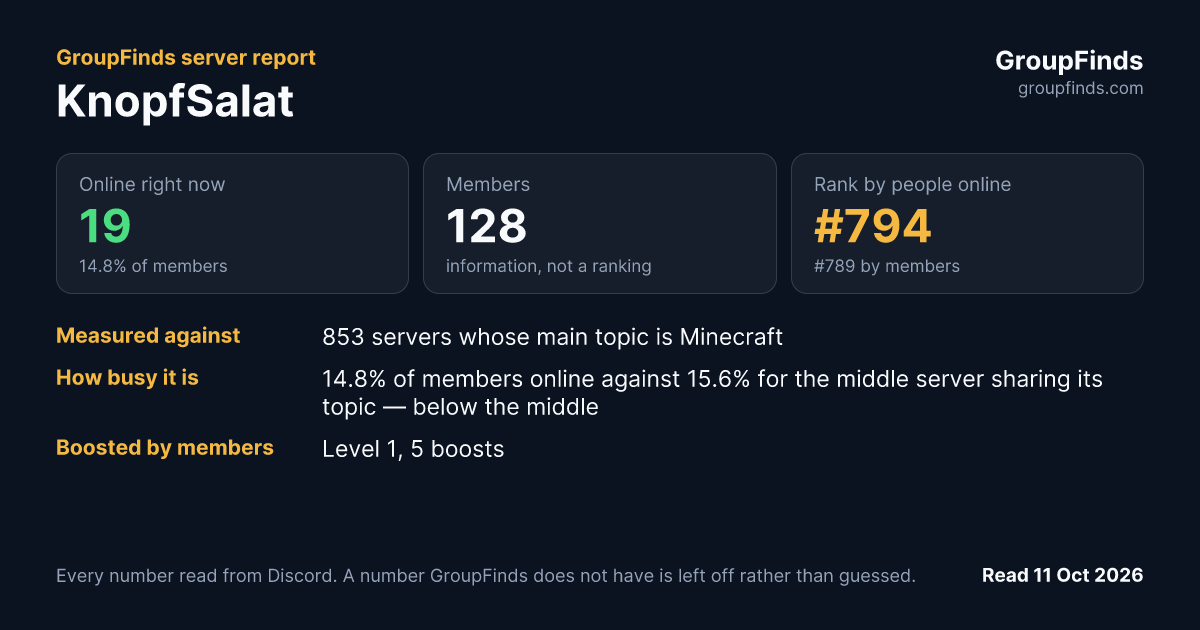 KnopfSalat's GroupFinds server report