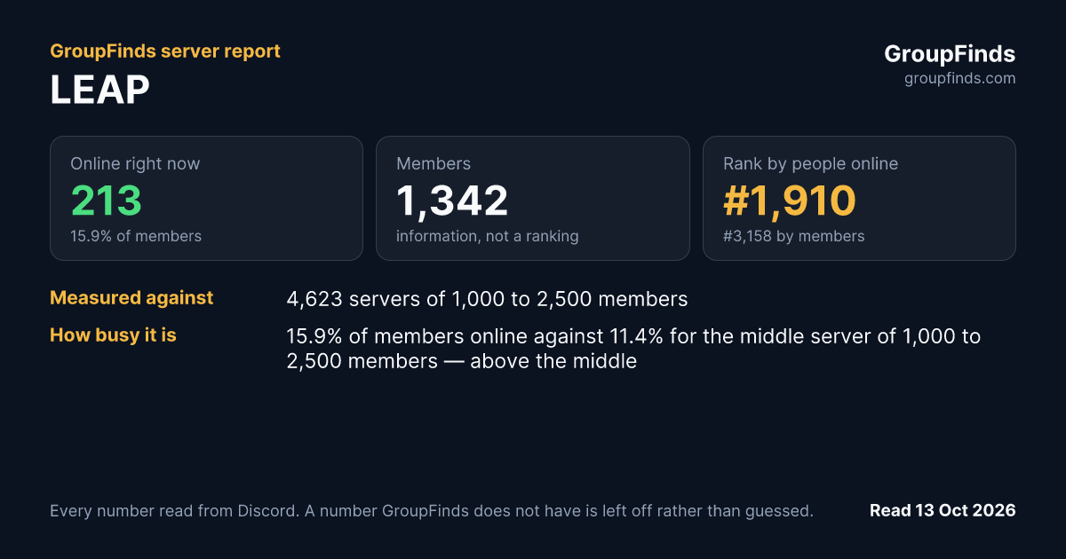 LEAP's GroupFinds server report