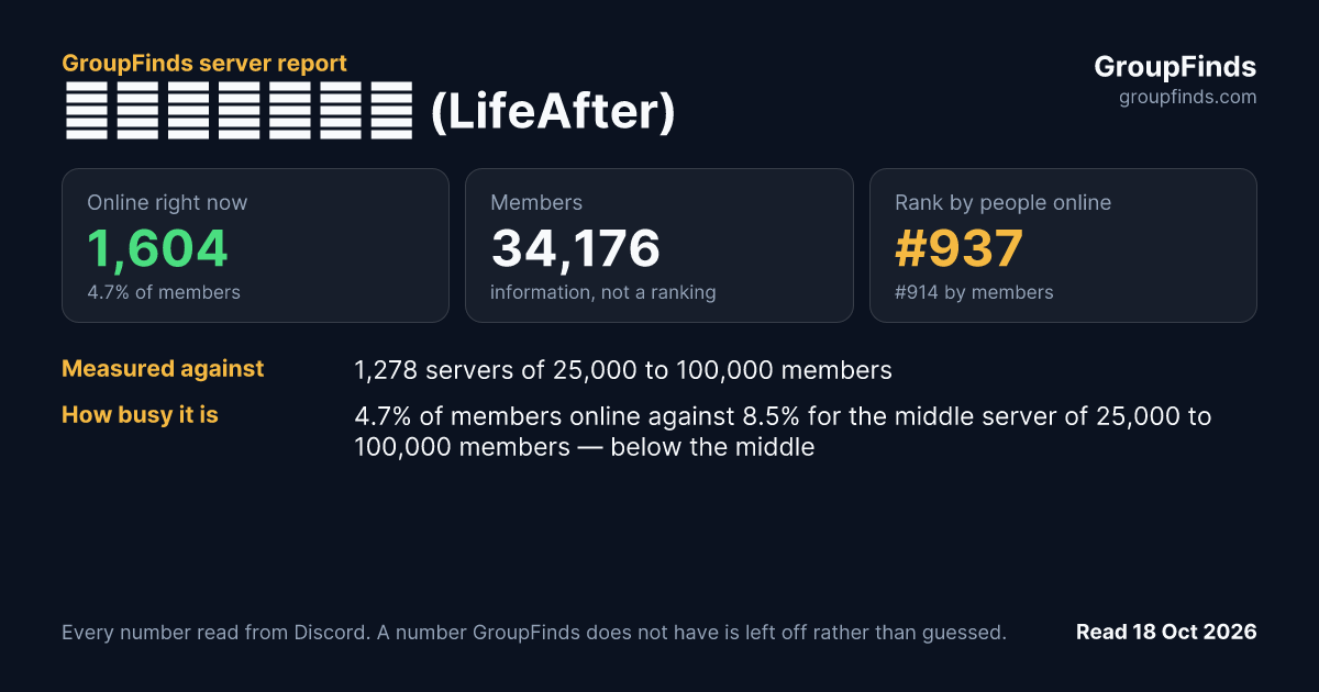 ライフアフター (LifeAfter)'s GroupFinds server report