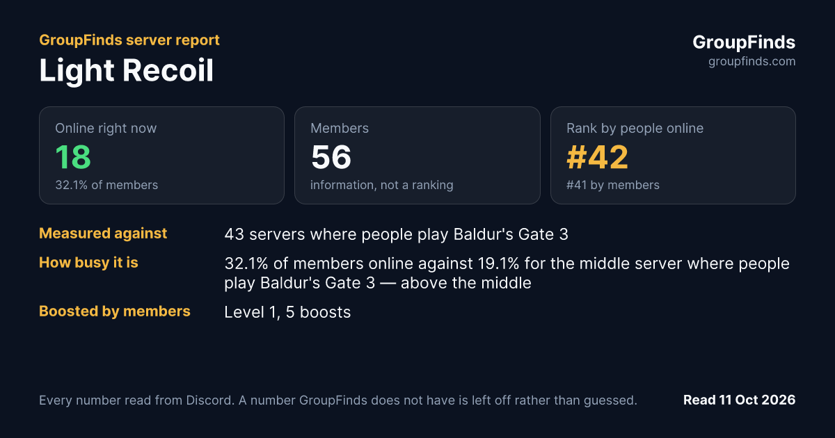 Light Recoil's GroupFinds server report