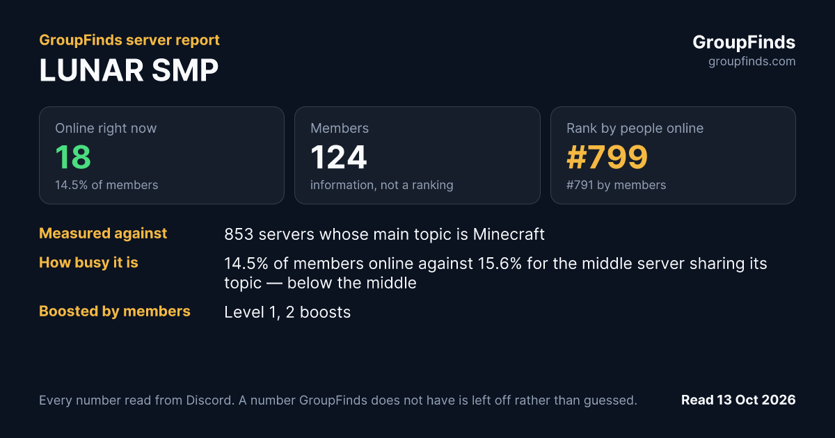 LUNAR SMP's GroupFinds server report