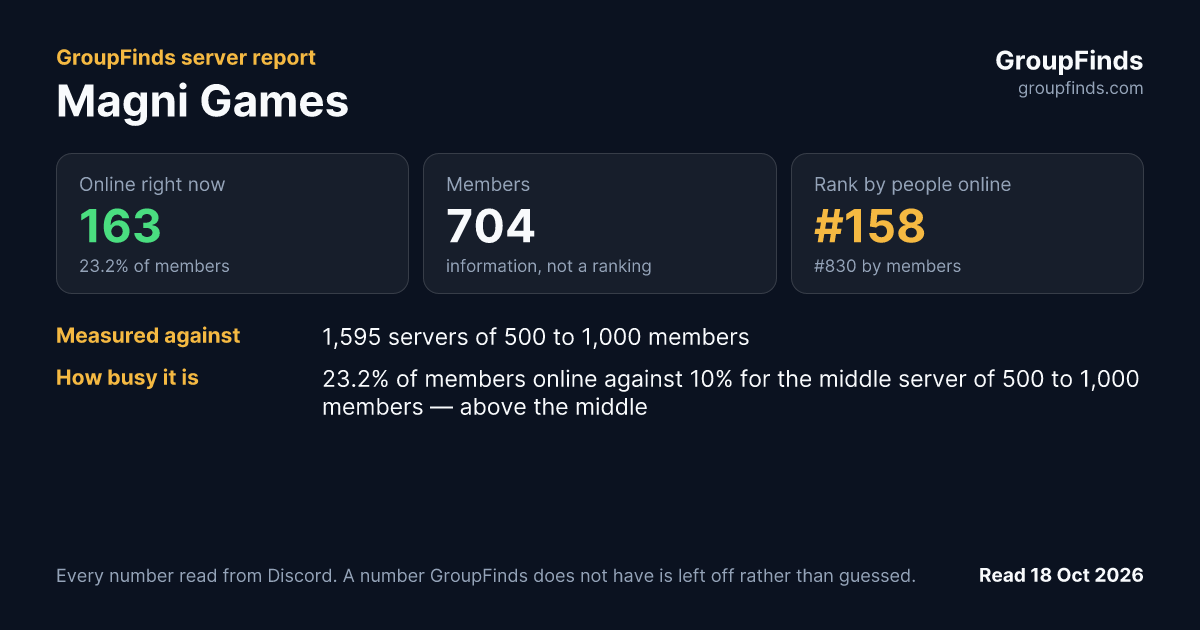 Magni Games's GroupFinds server report