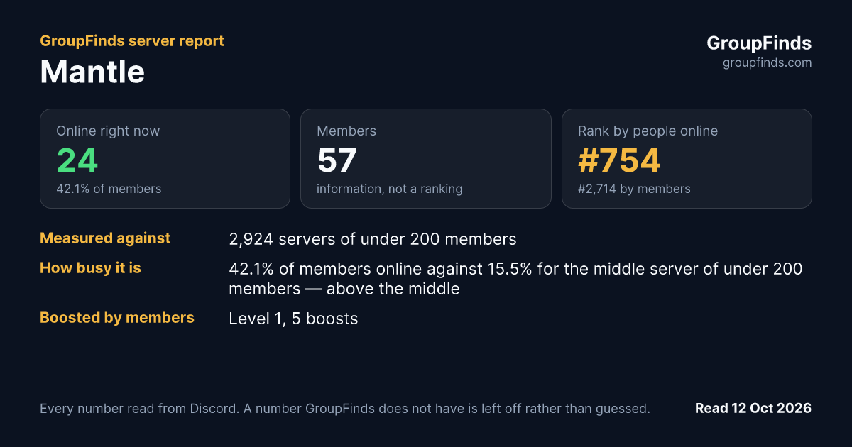 Mantle's GroupFinds server report
