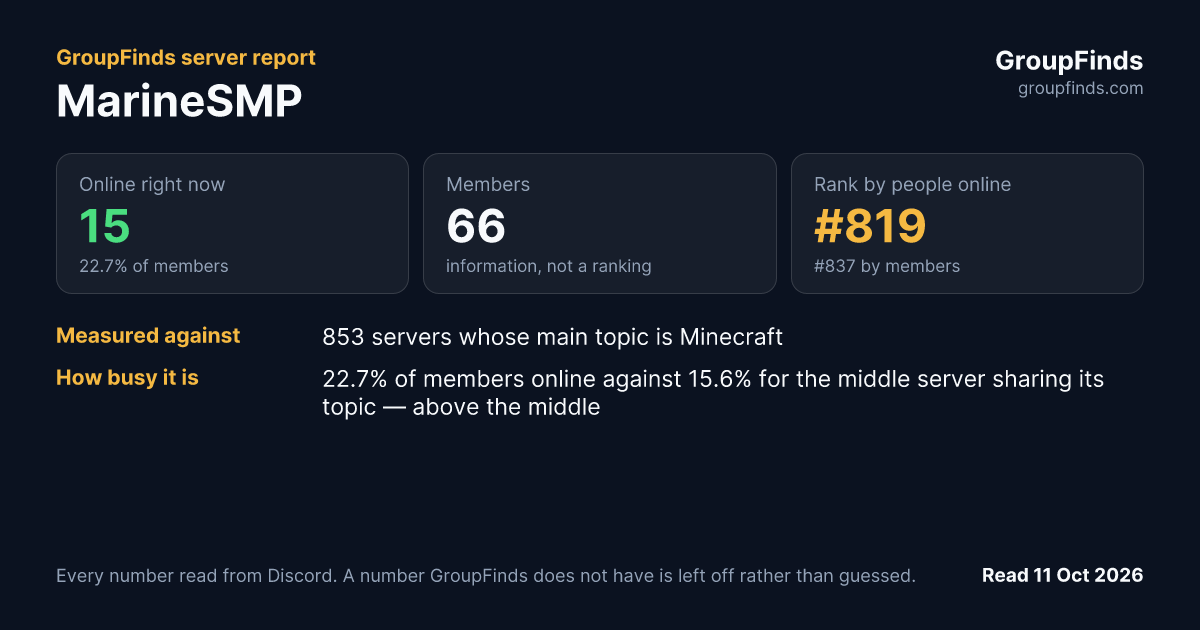 MarineSMP's GroupFinds server report