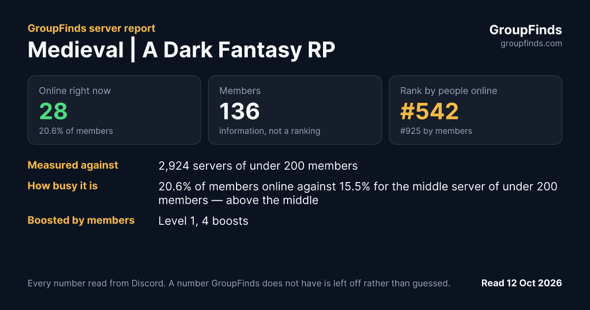 Medieval | A Dark Fantasy RP's GroupFinds server report