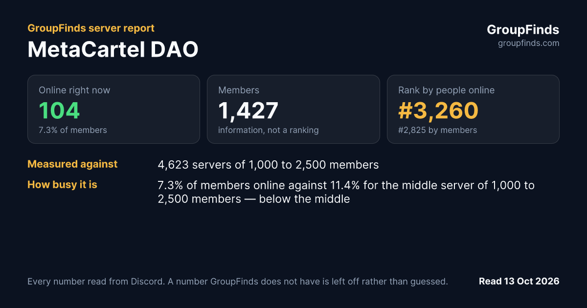 MetaCartel DAO's GroupFinds server report