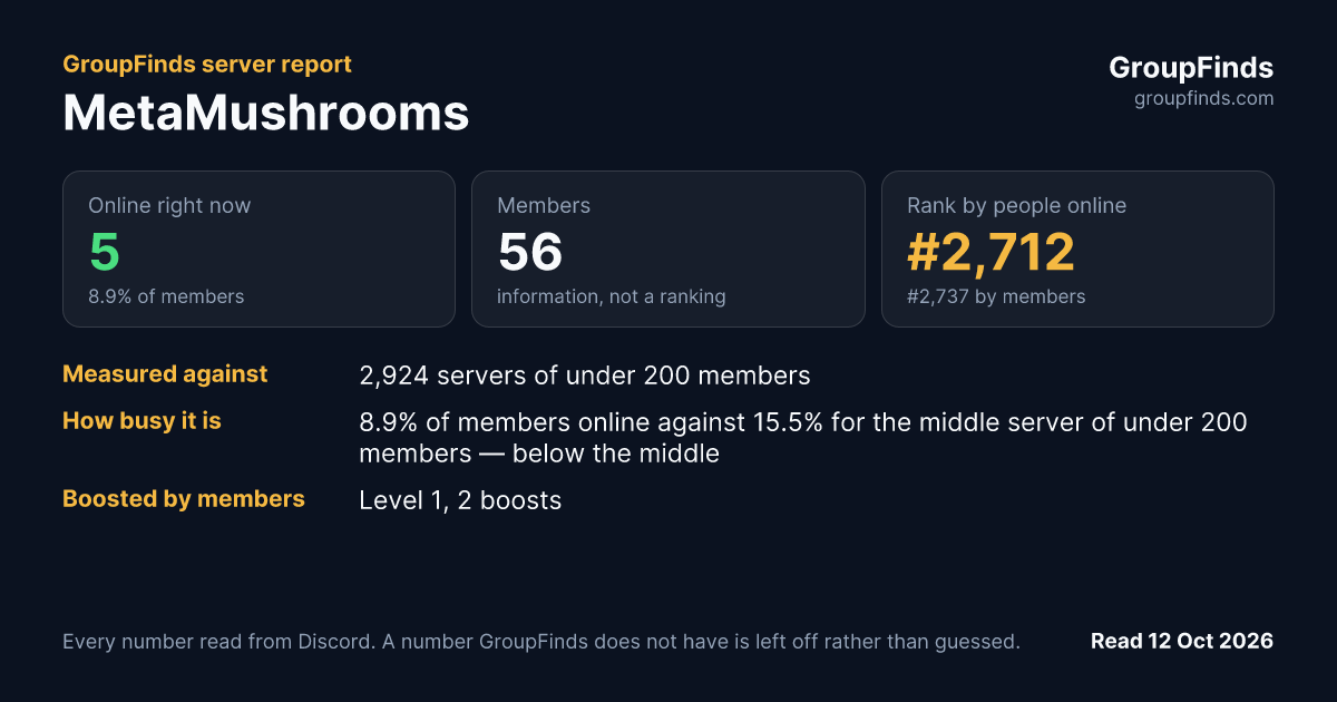 MetaMushrooms's GroupFinds server report