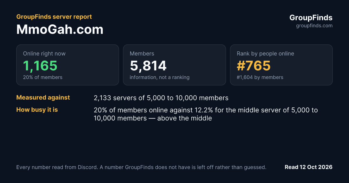 MmoGah.com's GroupFinds server report