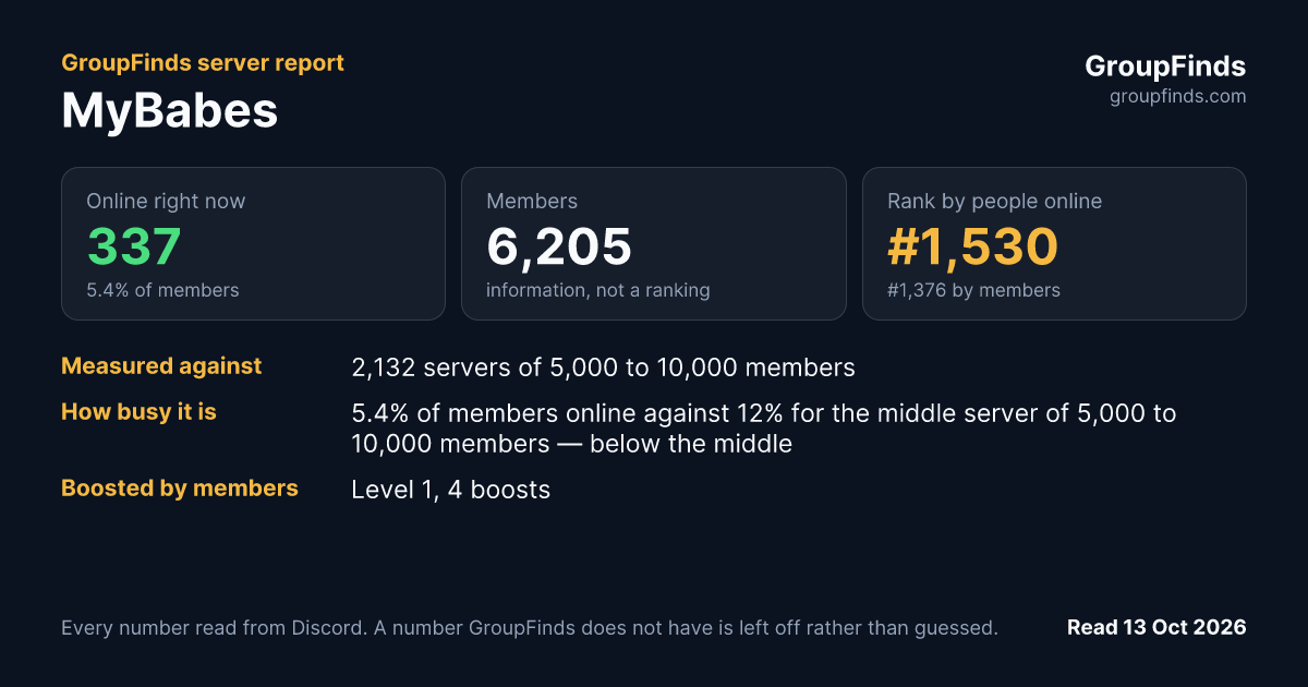 MyBabes's GroupFinds server report