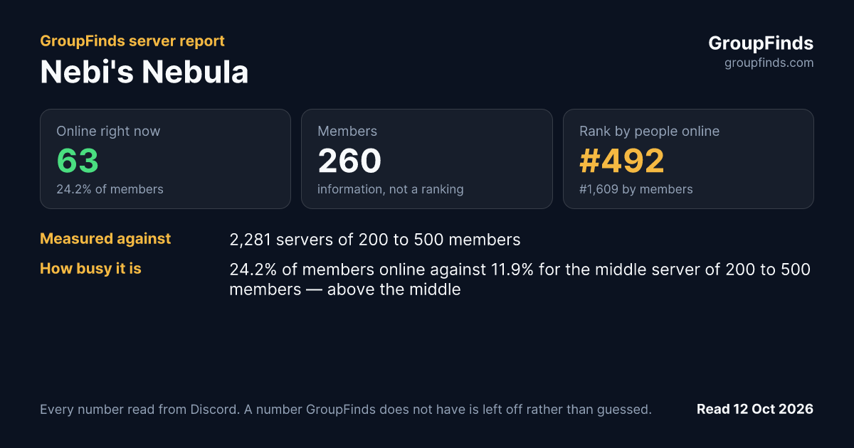 Nebi's Nebula's GroupFinds server report